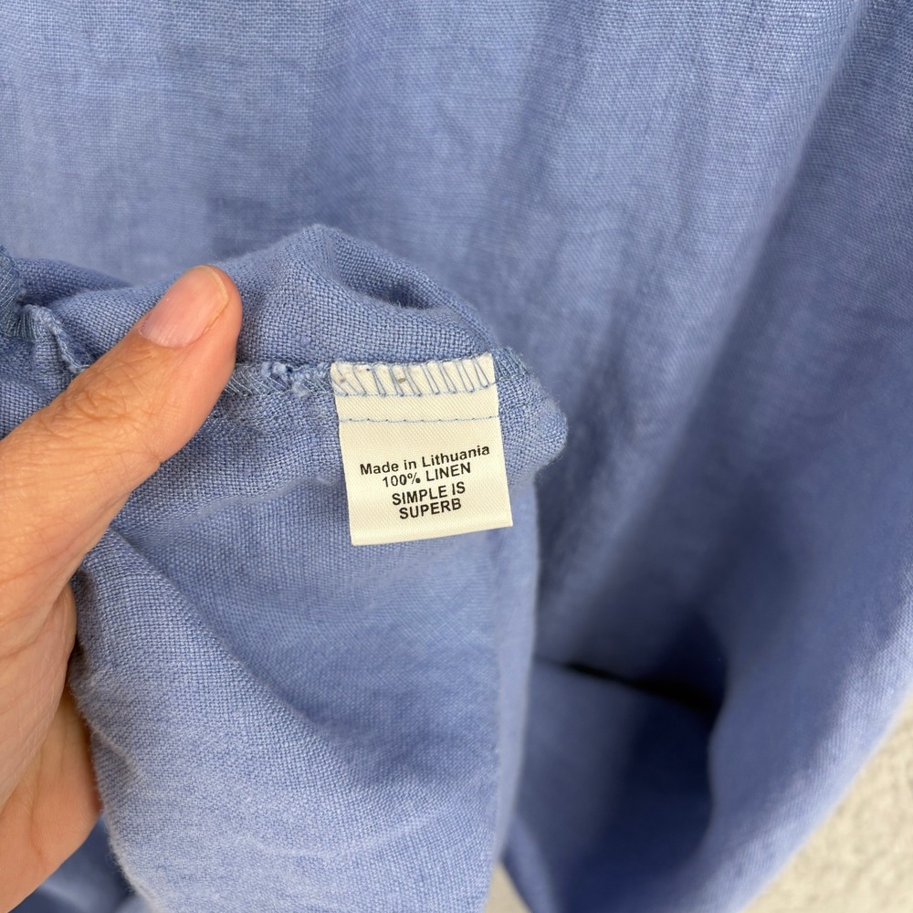 FLAX 100% Linen Sleeveless V-Neck Tunic Top Plus Size 2X Light Blue Oversized - Picture 5 of 7